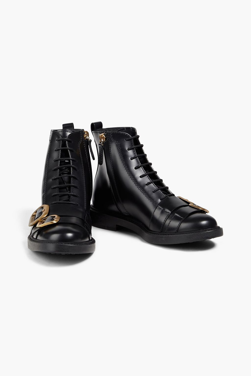 TOD'S حذاء بوت بطول الكاحل من الجلد مزود بإبزيم