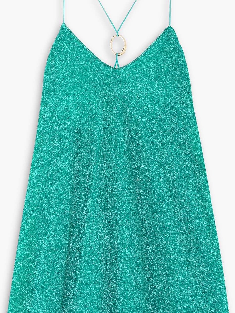 lumière embellished metallic stretch-knit mini dress