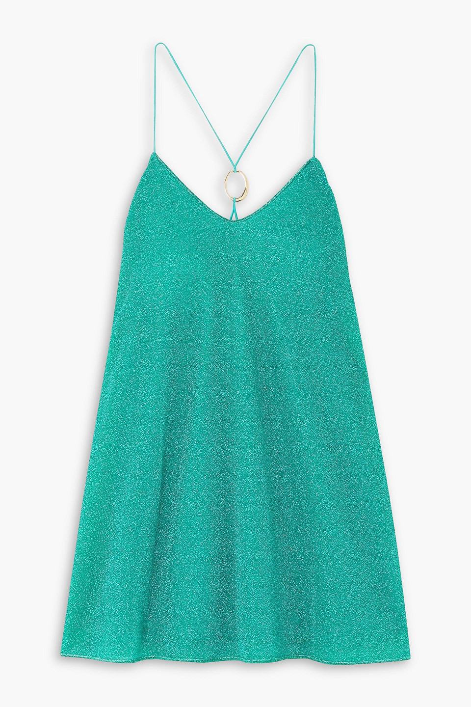 Oseree Metallic V-neck Minidress In Light Blue