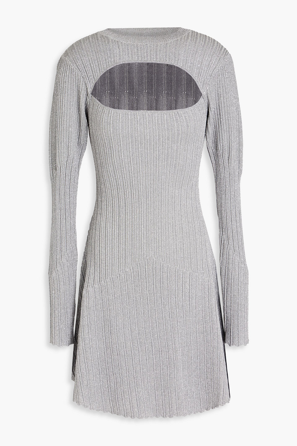 Nicholas Sully Cutout Metallic Ribbed-knit Mini Dress In Silver