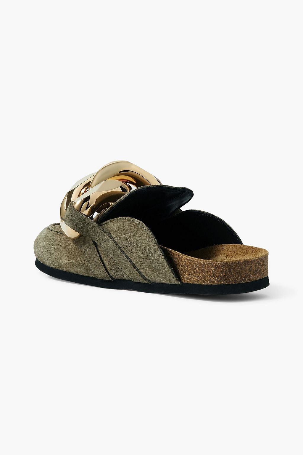 JW ANDERSON Chain-embellished suede slippers