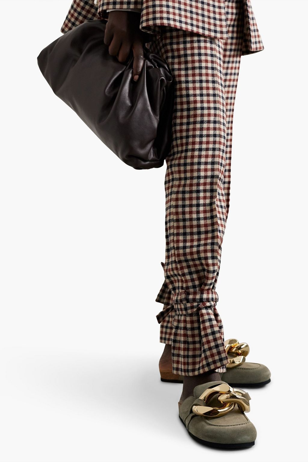 JW ANDERSON Chain-embellished suede slippers