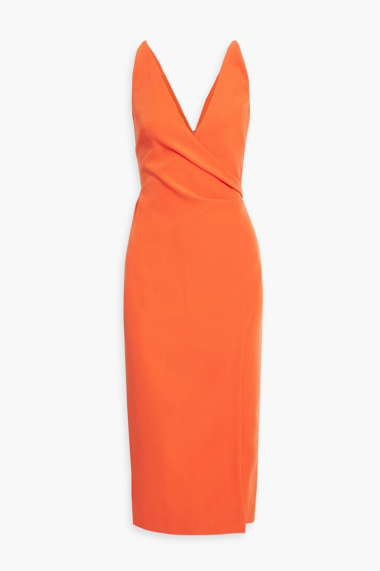 HALSTON Wrapeffect stretchcrepe midi dress THE
