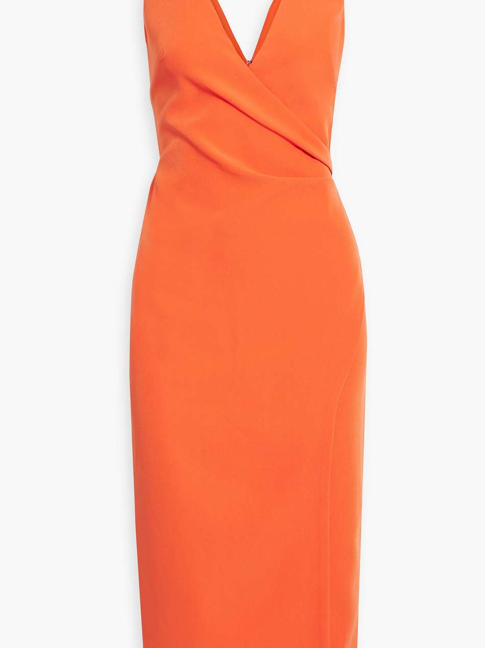 wrap-effect stretch-crepe midi dress