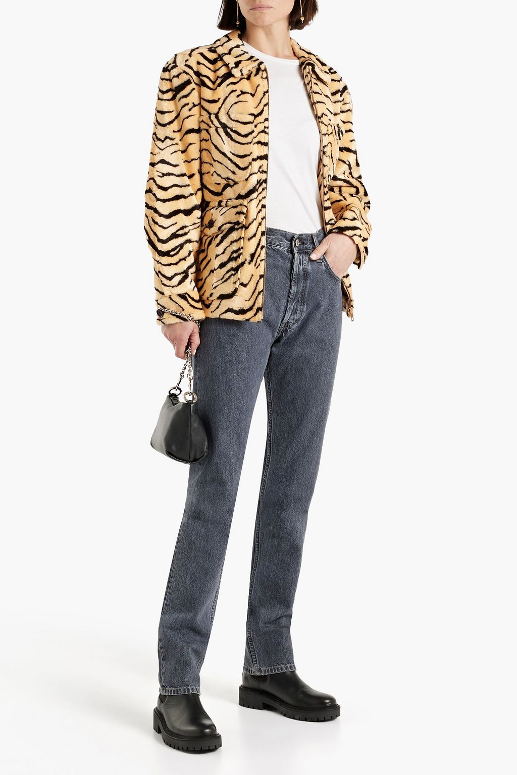 WE11 DONE Tiger-print faux fur jacket