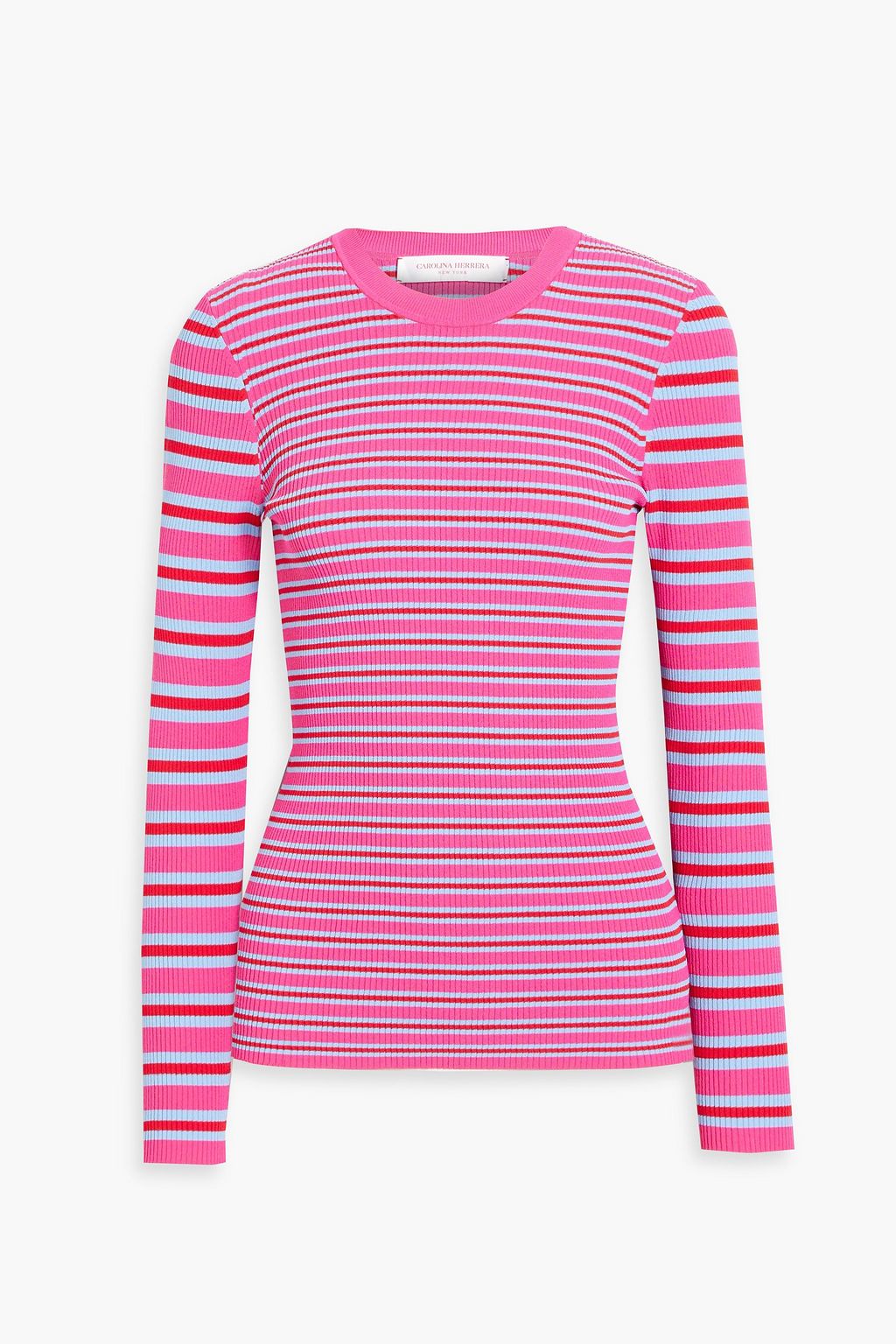CAROLINA HERRERA Striped ribbed-knit top | Sale up to 70% off | THE OUTNET