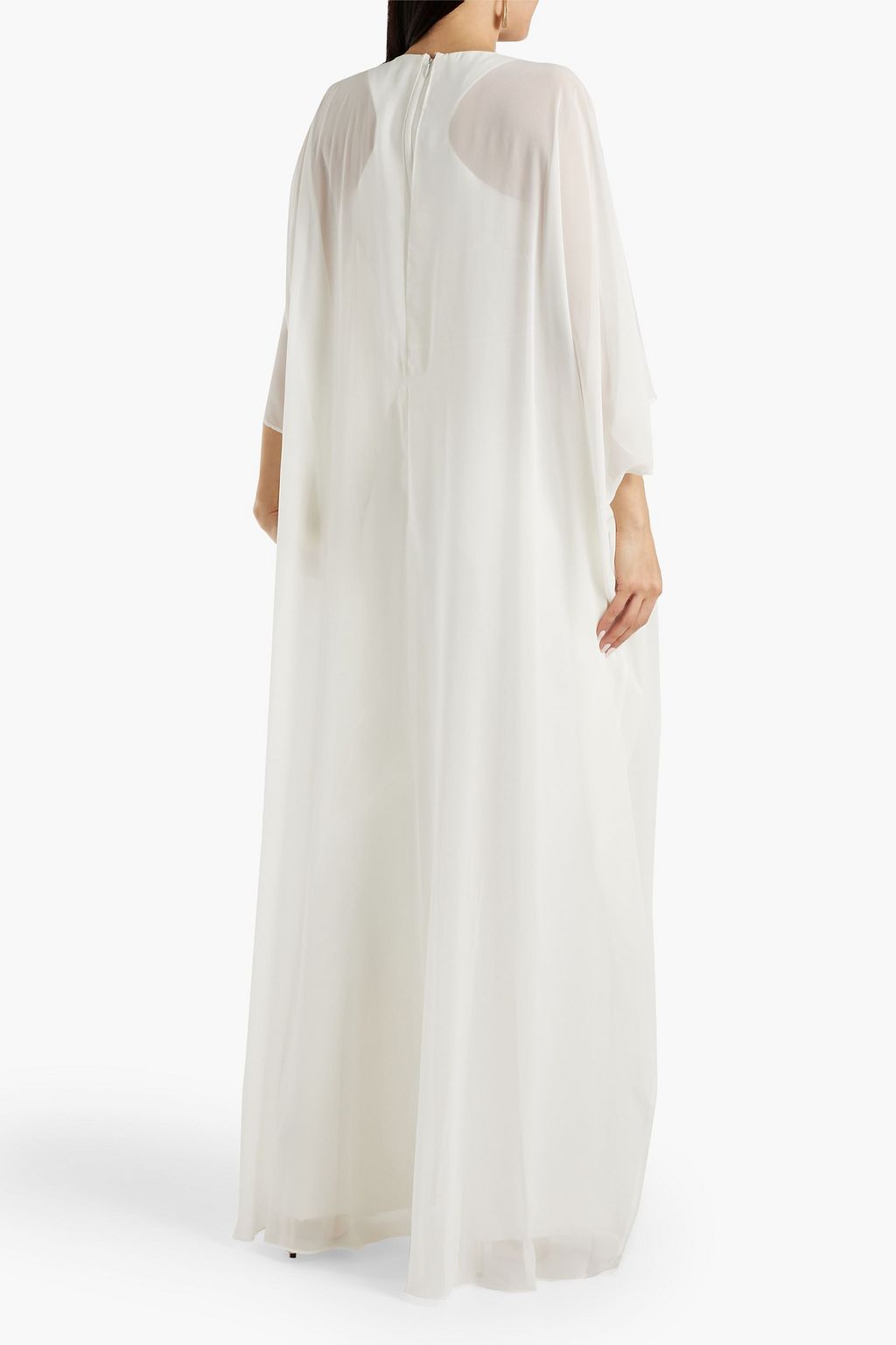 HALSTON Nyla layered stretch-crepe and chiffon jumpsuit