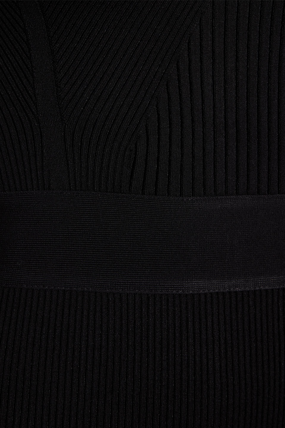 Herve Leger Cutout Mixed Ribbed Midi Dress In Black