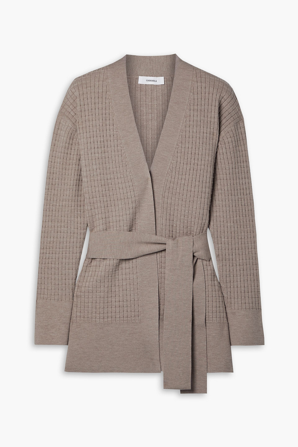 CASASOLA Como belted waffle-knit wool-blend cardigan