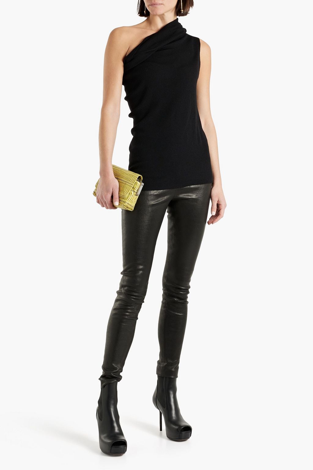 RICK OWENS One-shoulder ribbed wool top