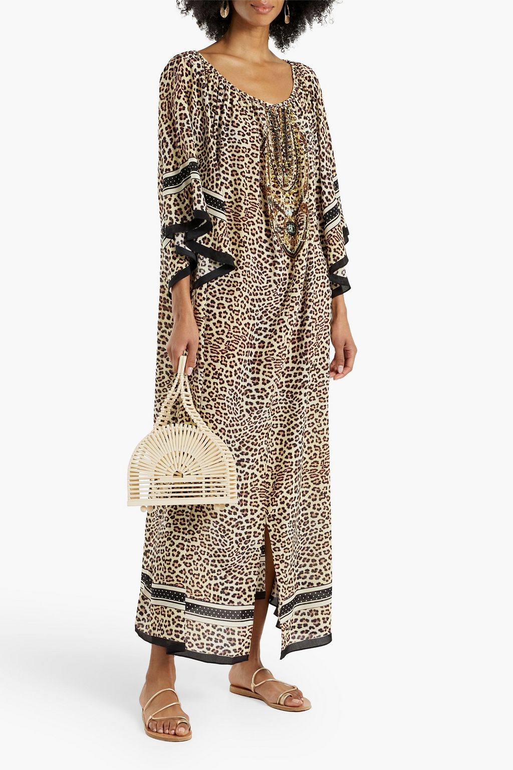 CAMILLA Embellished leopard-print silk crepe de chine kaftan
