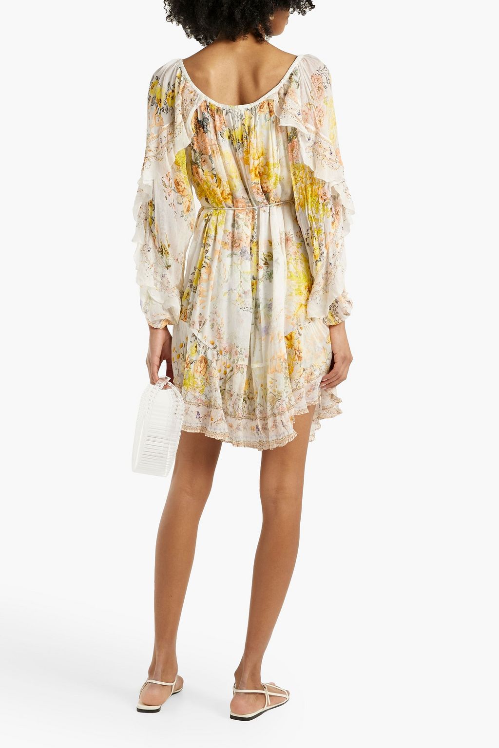 CAMILLA Ruffled floral-print silk-georgette mini dress