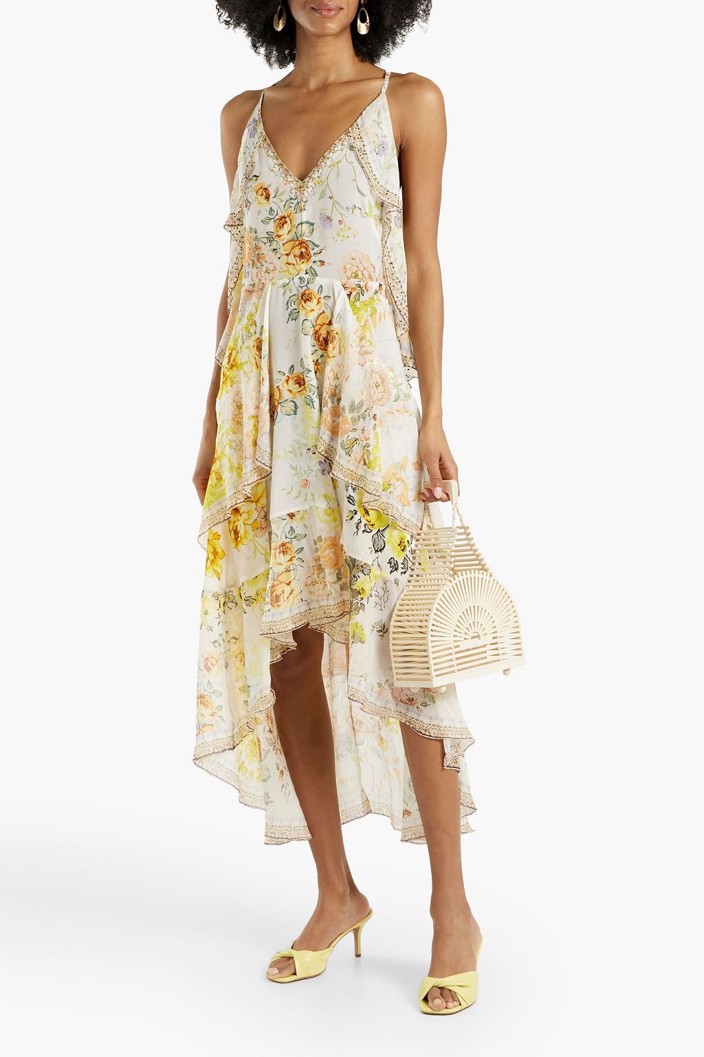 CAMILLA Embellished floral-print silk-georgette dress