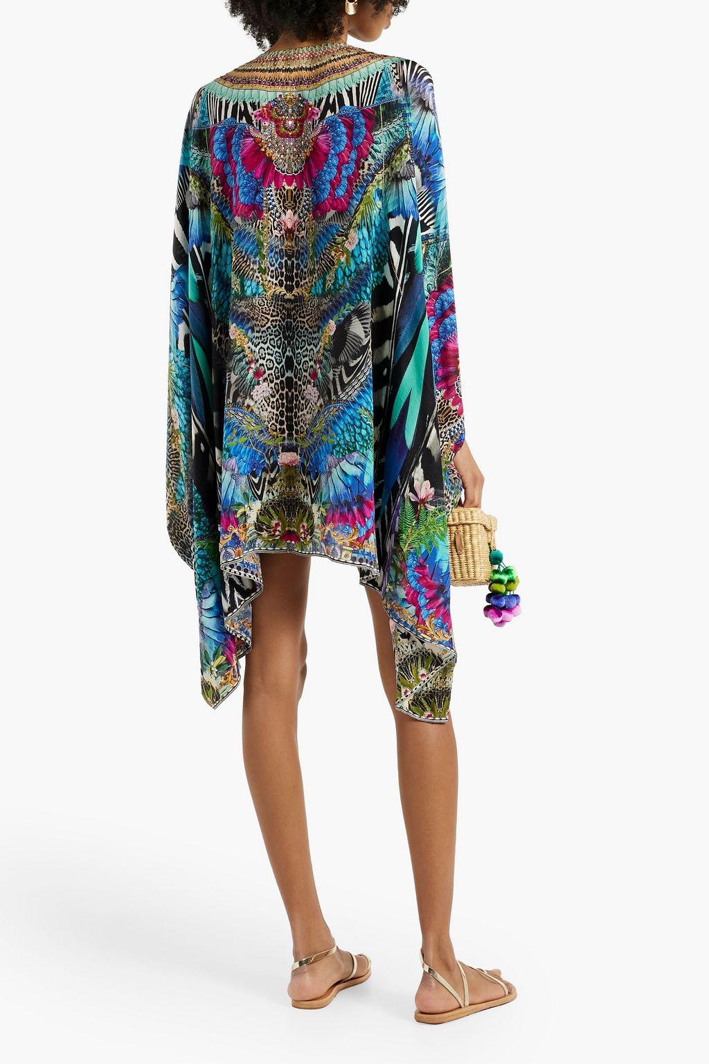 CAMILLA Embellished printed silk crepe de chine kaftan