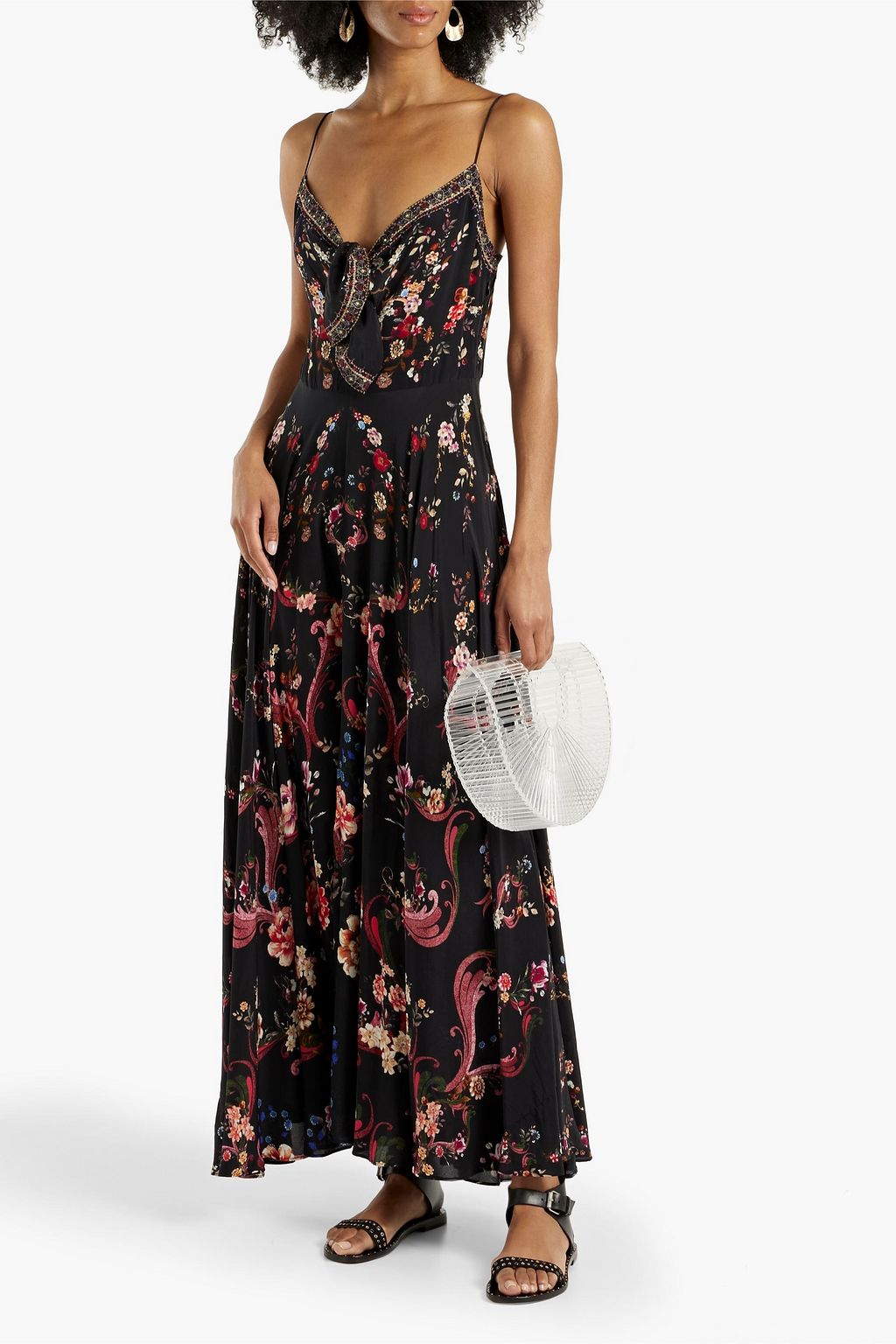 CAMILLA Embellished floral-print silk crepe de chine maxi dress