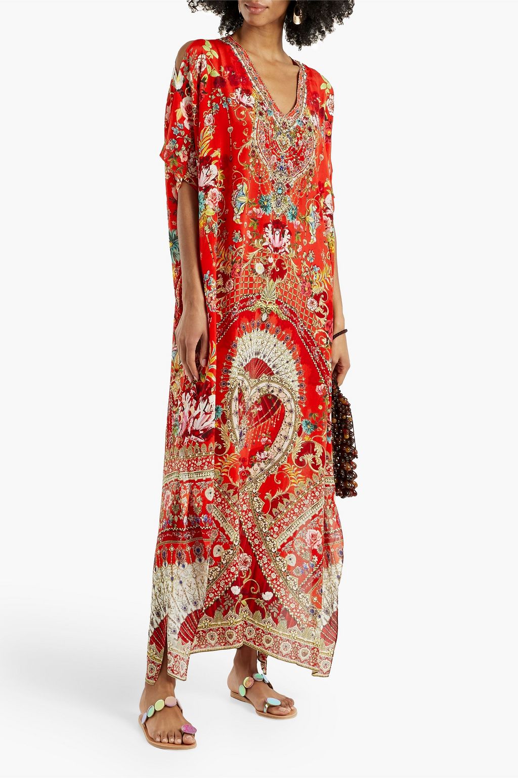 CAMILLA Embellished printed silk crepe de chine kaftan