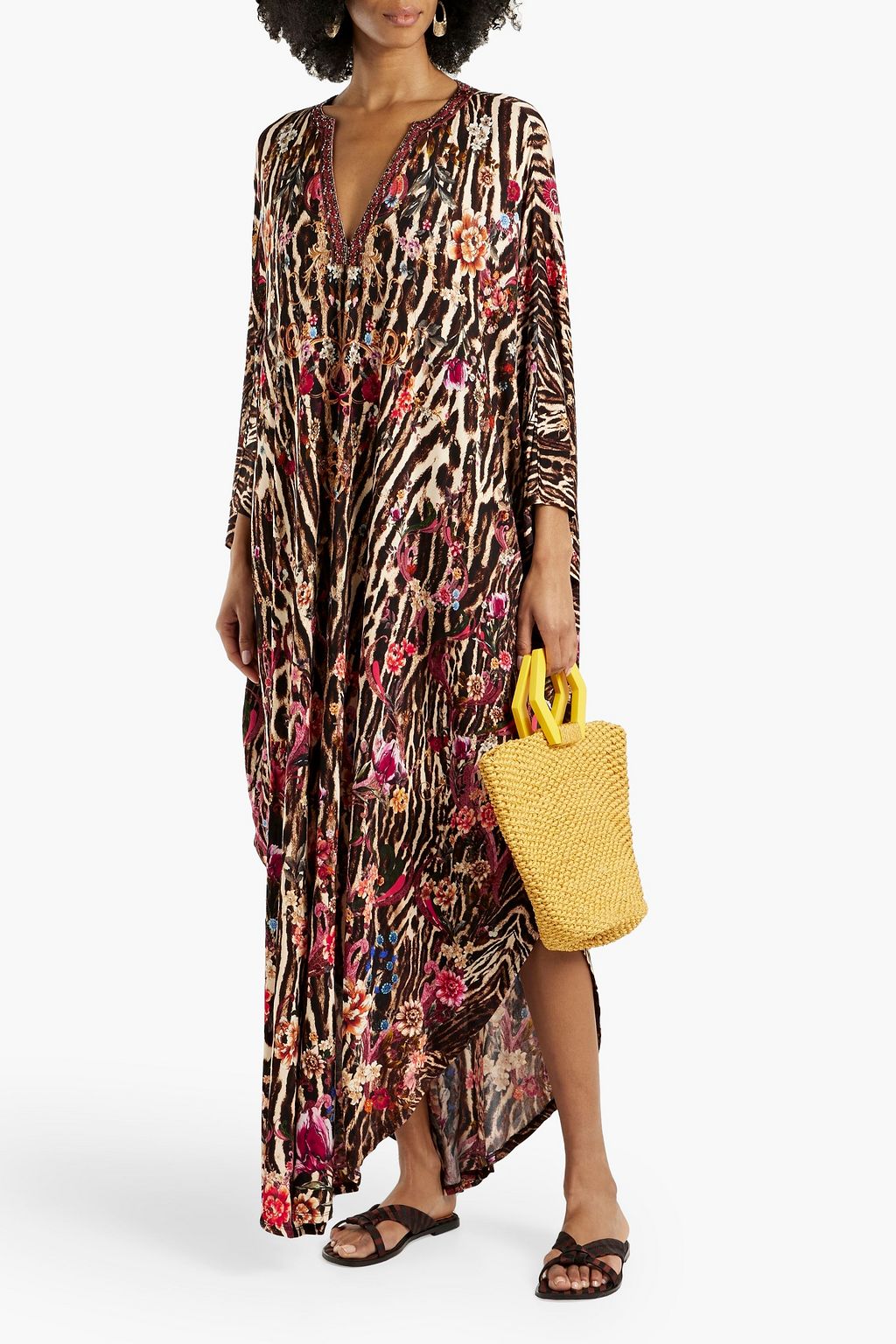 CAMILLA Crystal-embellished printed jersey kaftan