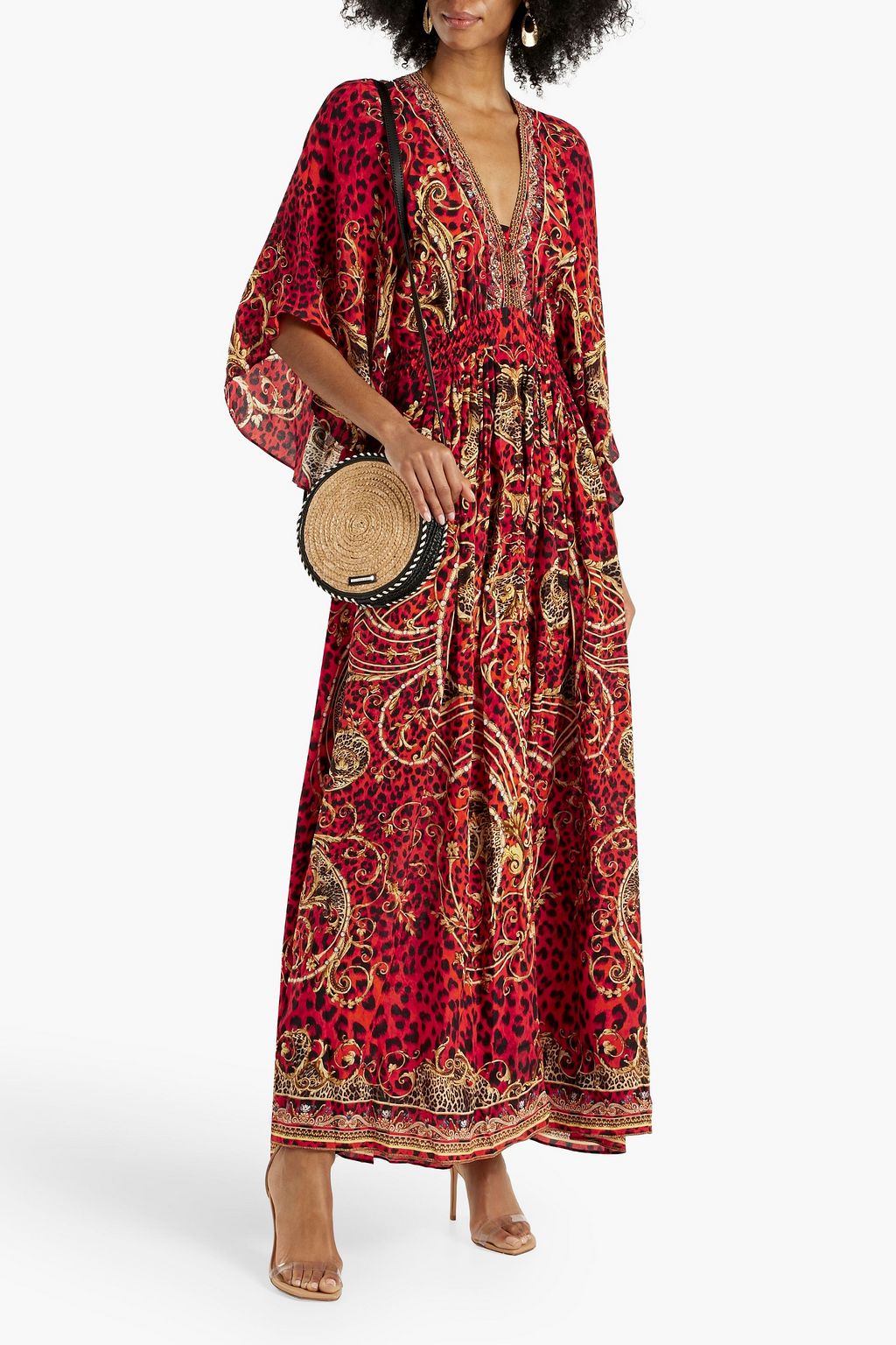 CAMILLA Embellished printed silk crepe de chine maxi dress