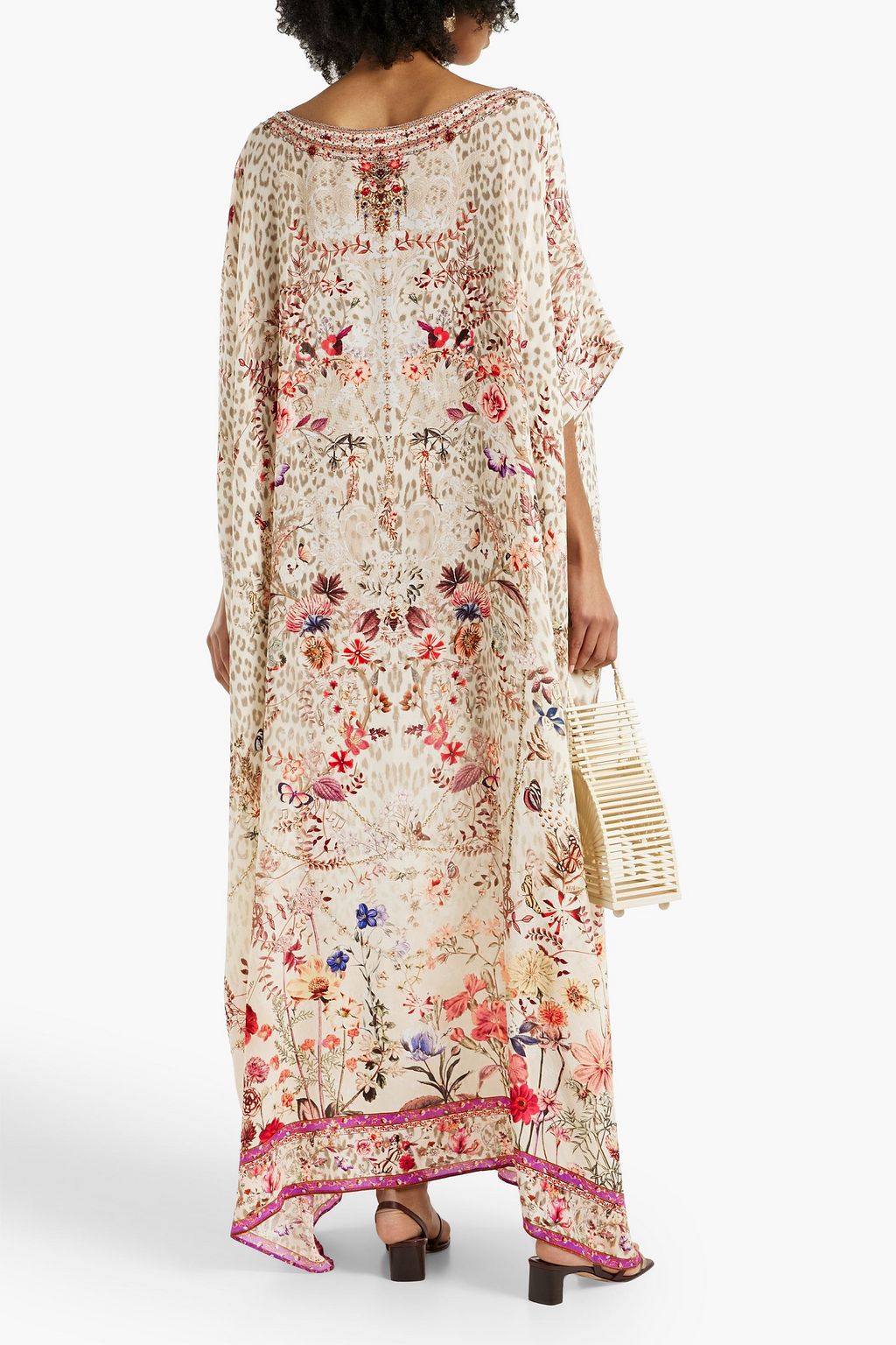 CAMILLA Crystal-embellished printed silk kaftan