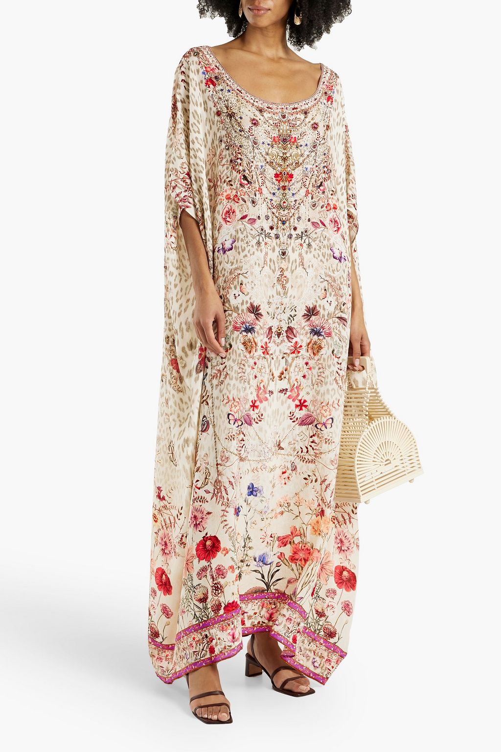 CAMILLA Crystal-embellished printed silk kaftan