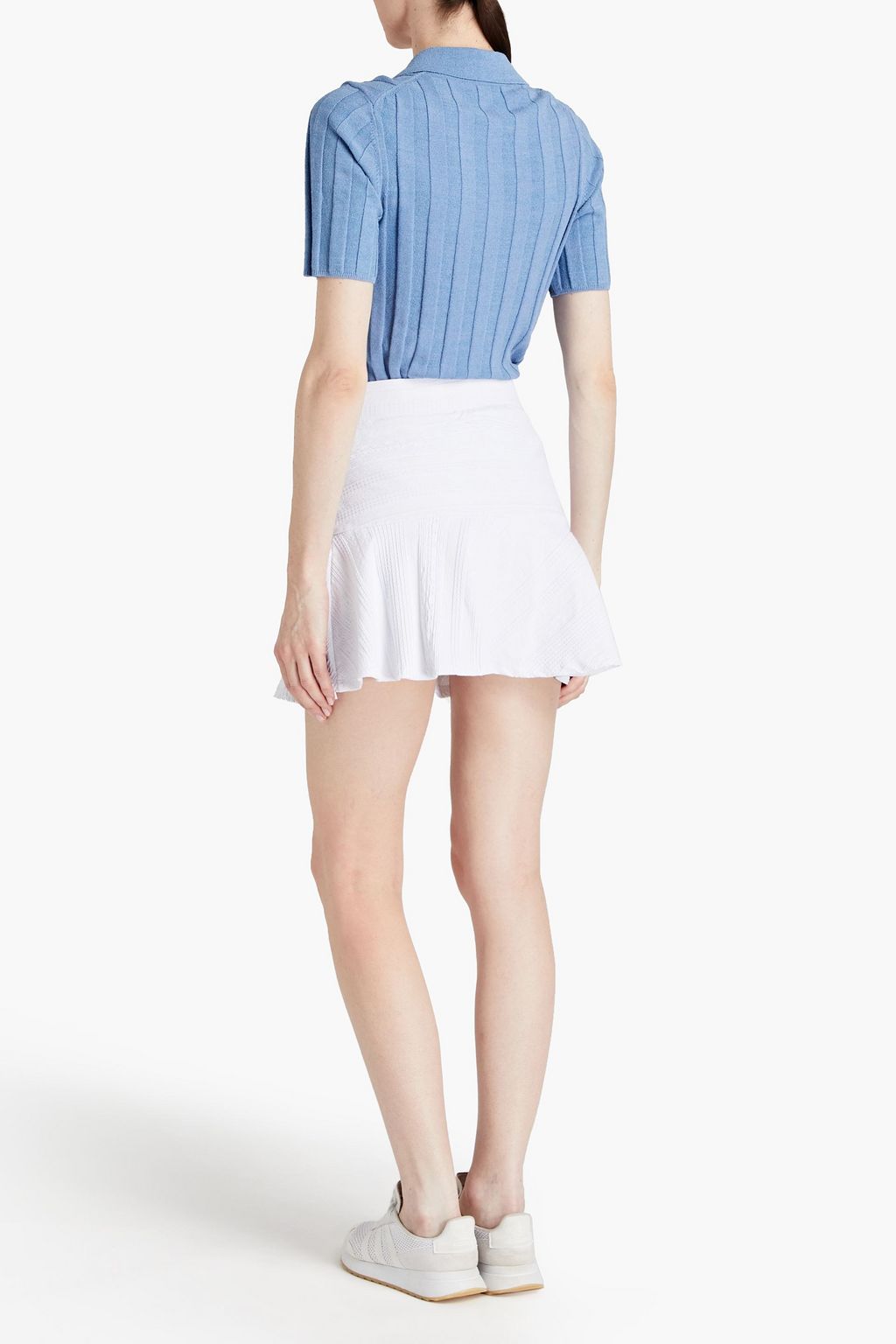 L'ETOILE SPORT Pleated textured stretch-jersey tennis skirt