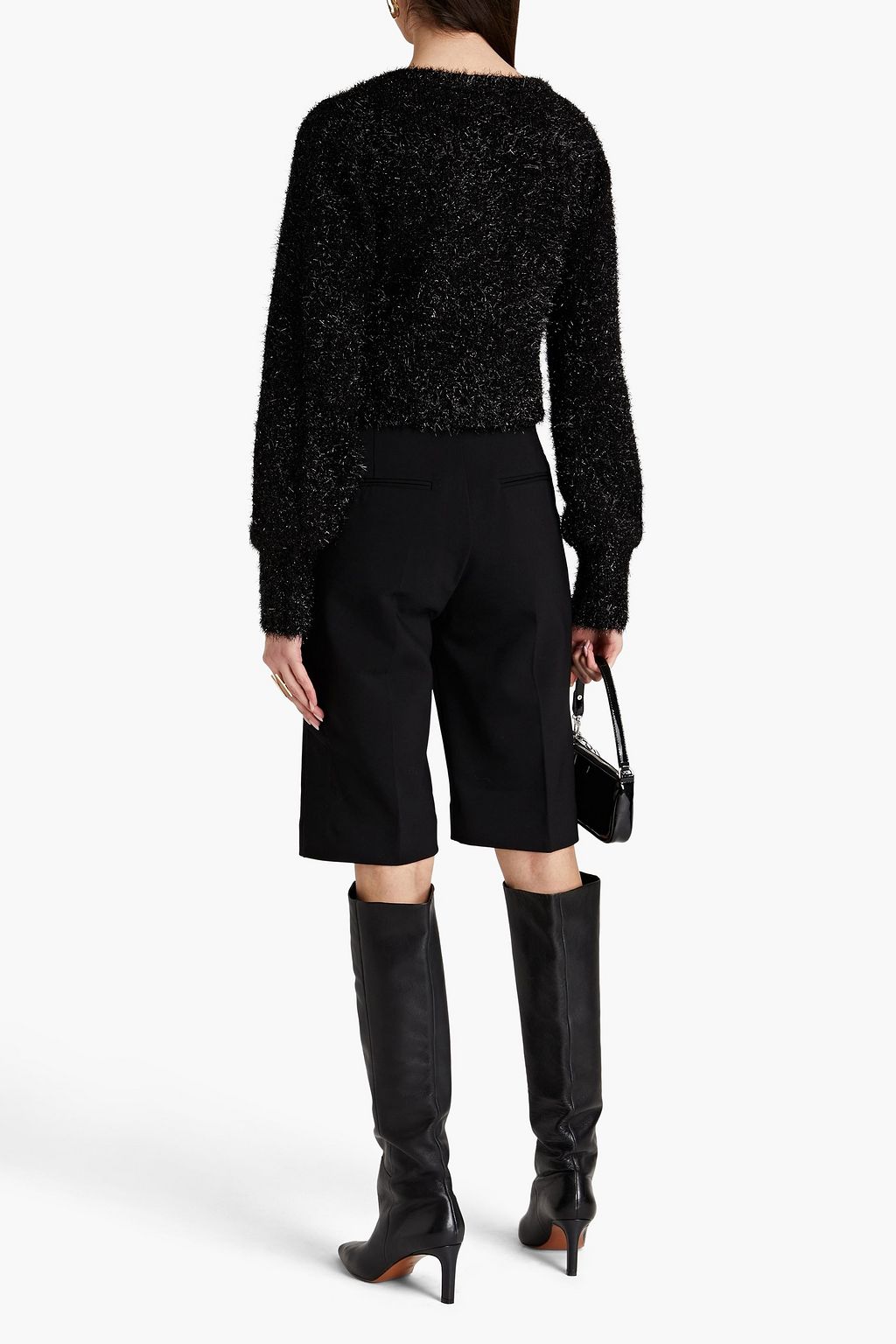 NICHOLAS Cropped tinsel cardigan and tank set