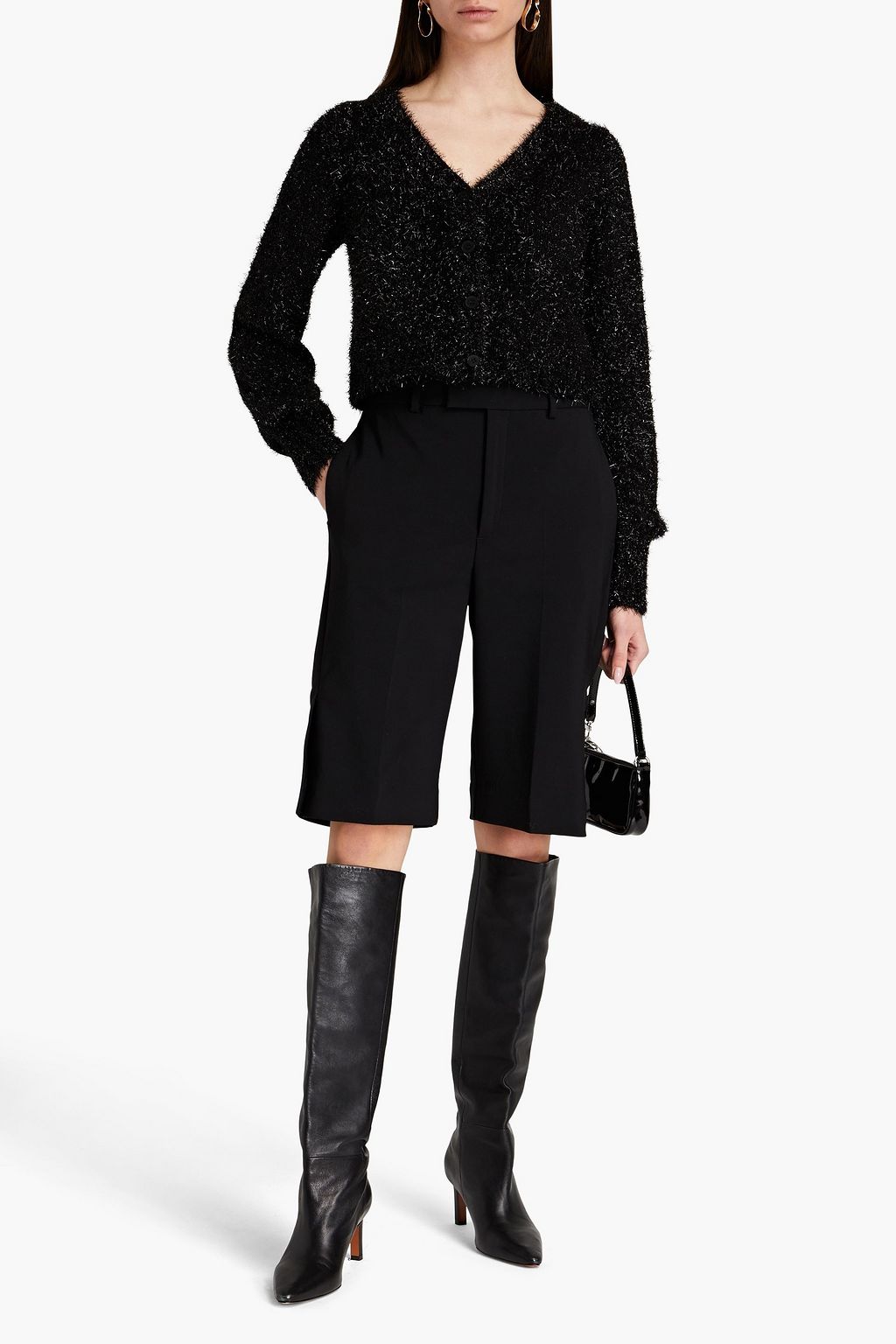 NICHOLAS Cropped tinsel cardigan and tank set