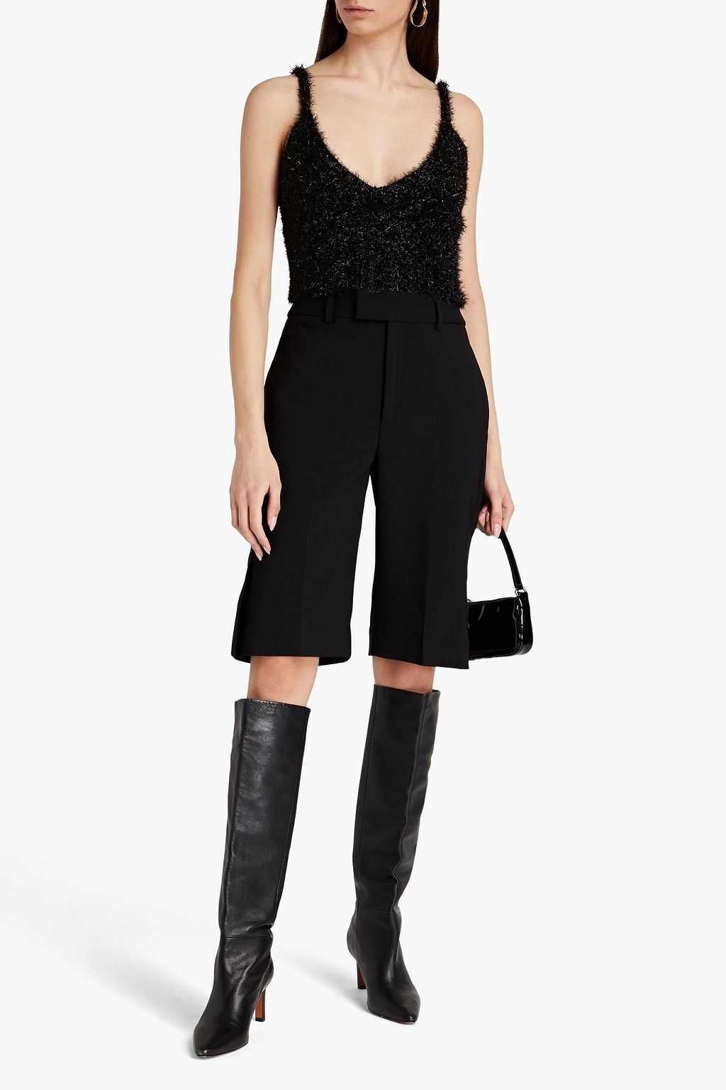 NICHOLAS Cropped tinsel cardigan and tank set