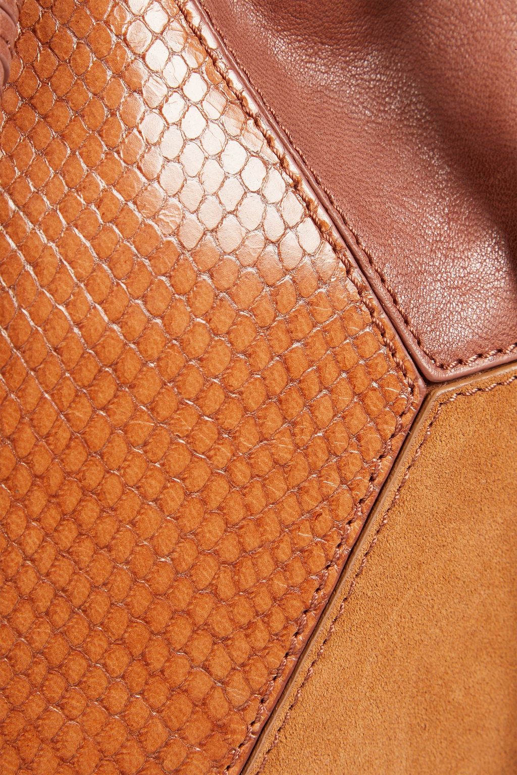 BA&SH Suede and python-effect leather shoulder bag