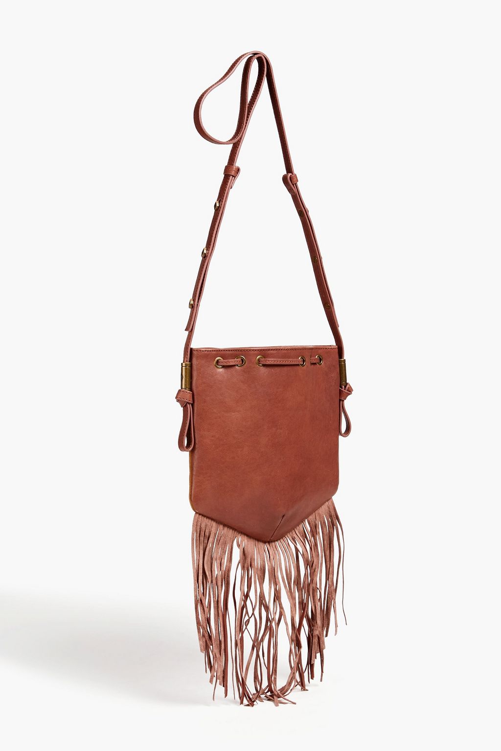 BA&SH Suede and python-effect leather shoulder bag