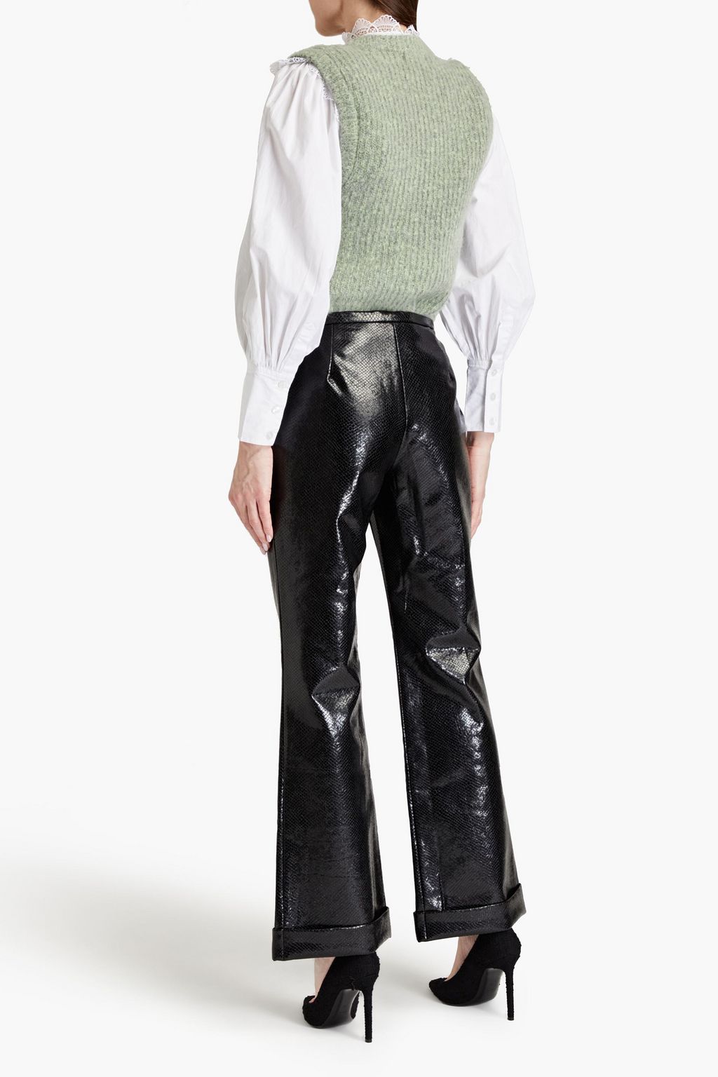 PHILOSOPHY DI LORENZO SERAFINI Snake-effect faux leather bootcut pants