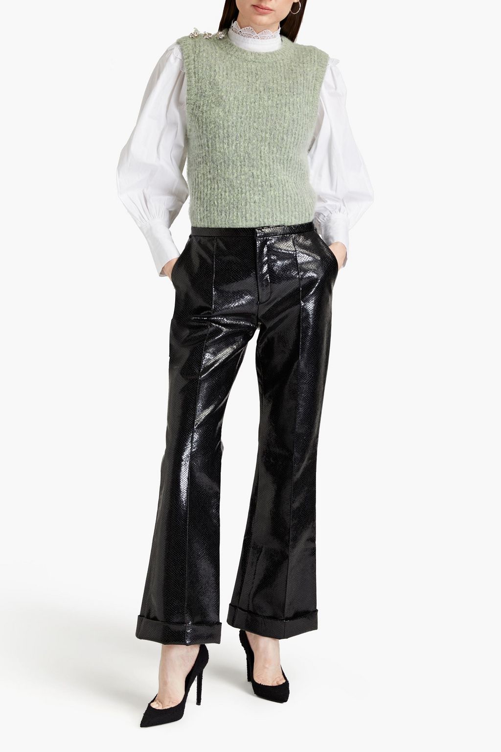 PHILOSOPHY DI LORENZO SERAFINI Snake-effect faux leather bootcut pants