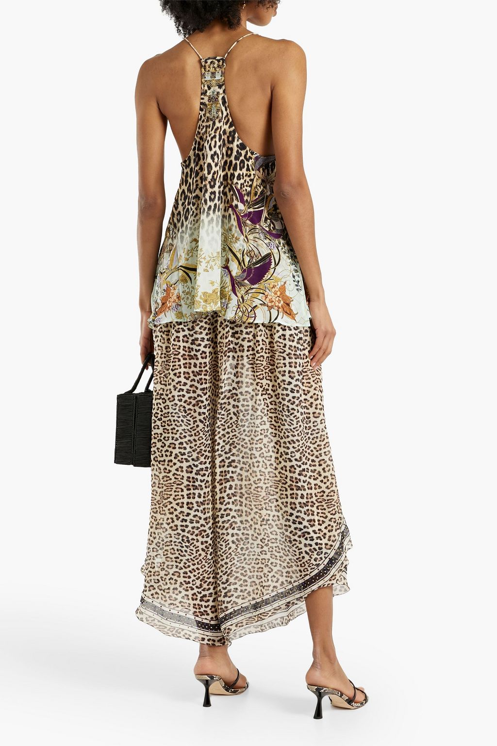 CAMILLA Embellished printed silk crepe de chine top