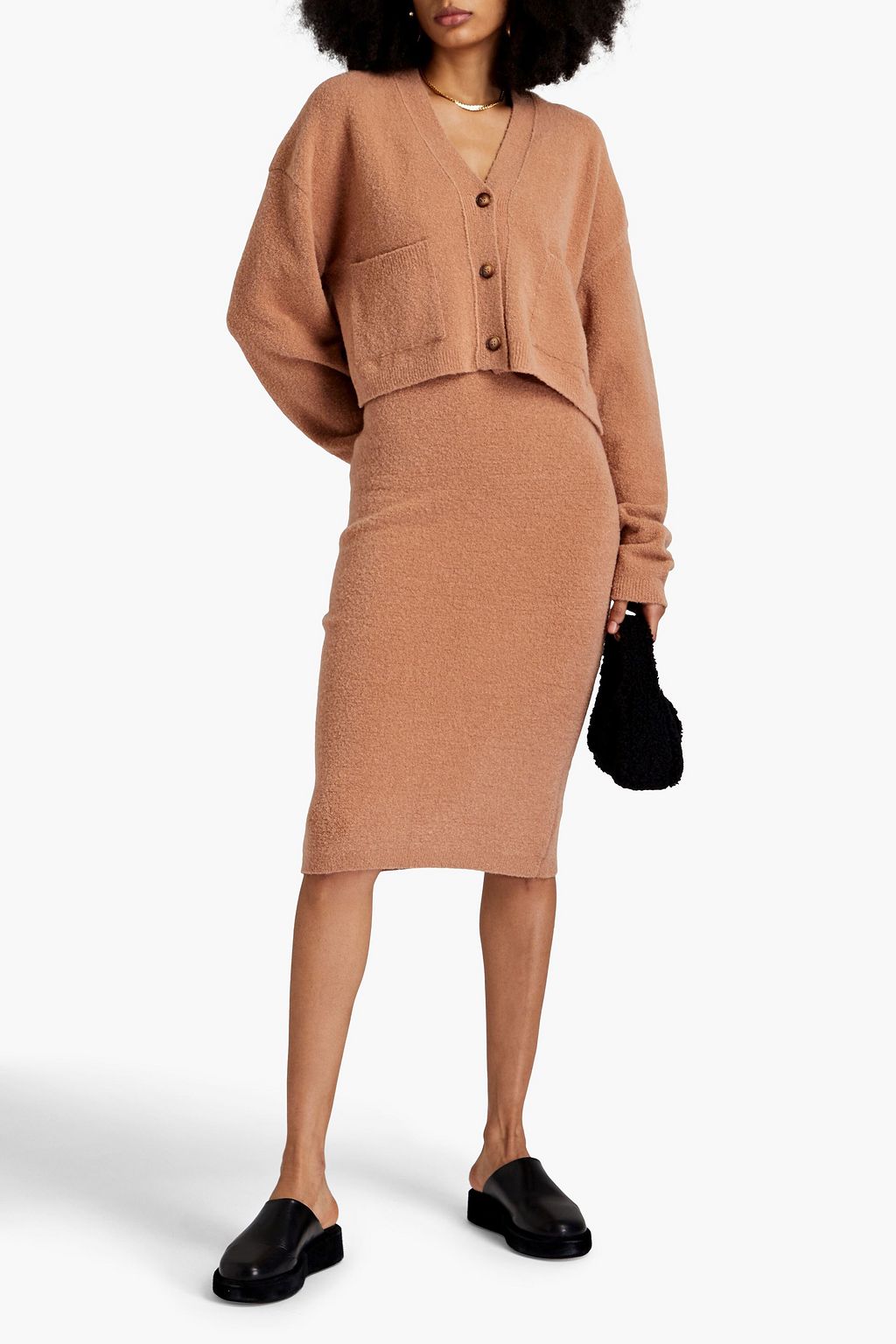 NANUSHKA Esah brushed bouclé-knit merino wool-blend skirt