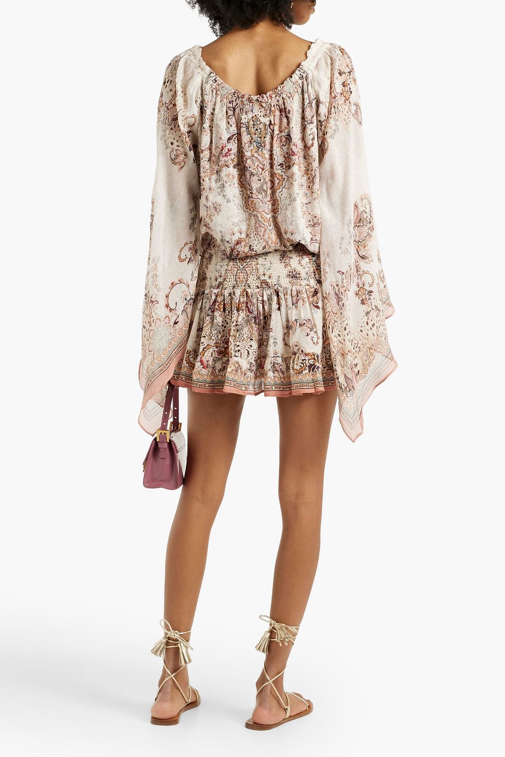 CAMILLA Crystal-embellished printed silk-georgette top