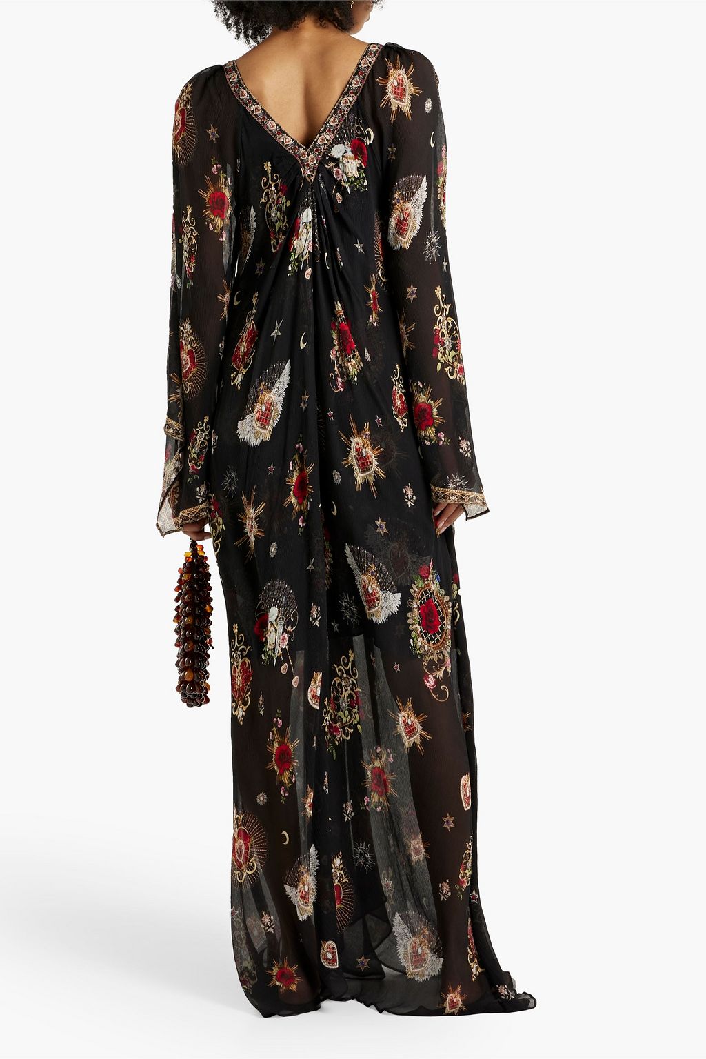 CAMILLA Embellished printed silk-georgette maxi dress