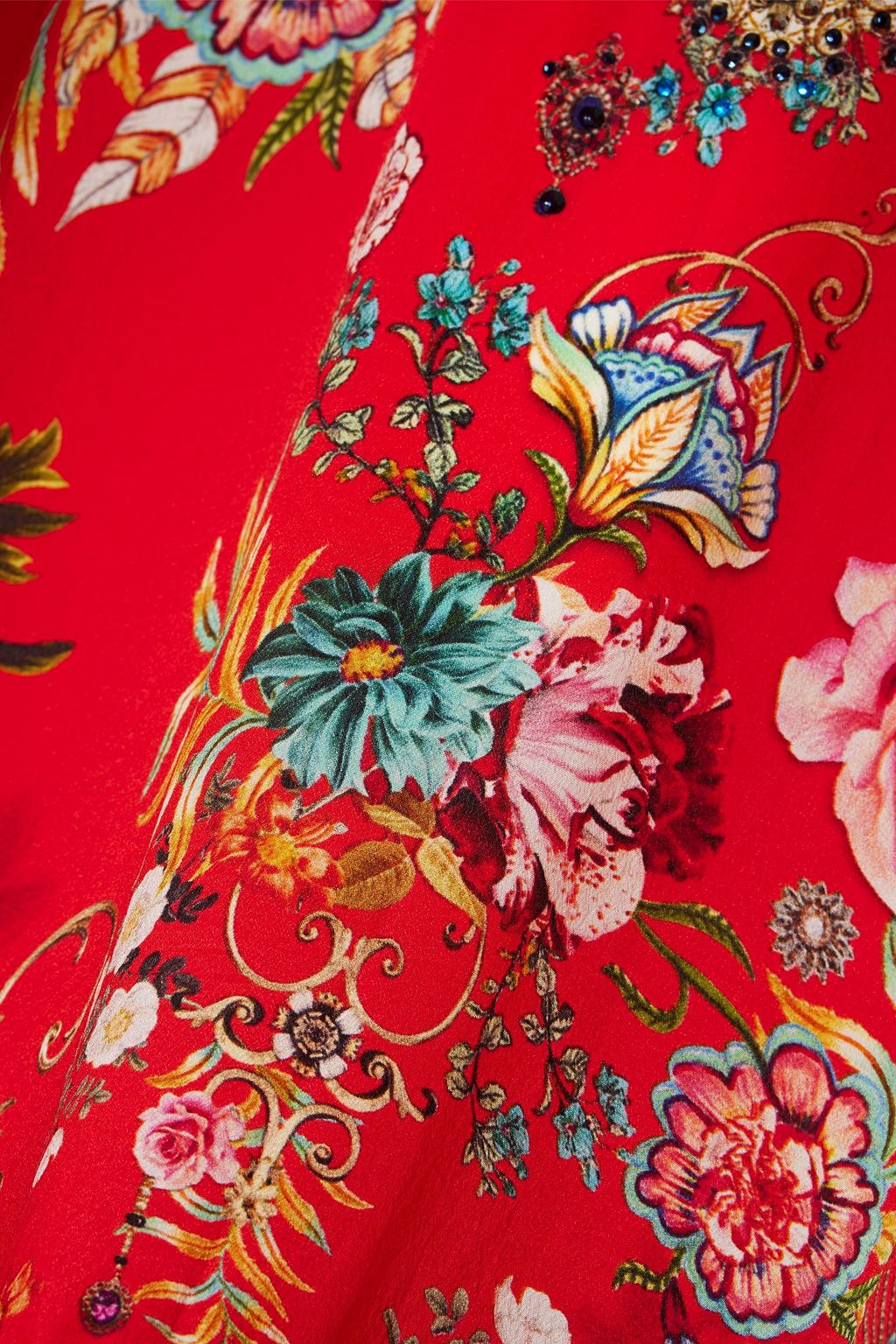 CAMILLA Embellished printed silk crepe de chine mini dress