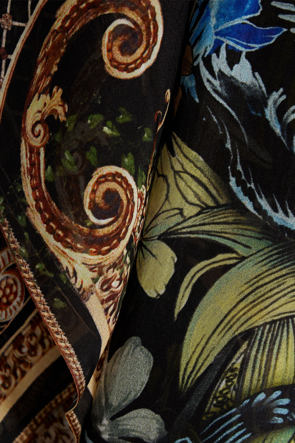 Camilla Embellished Printed Silk-chiffon Hooded Kaftan In Navy
