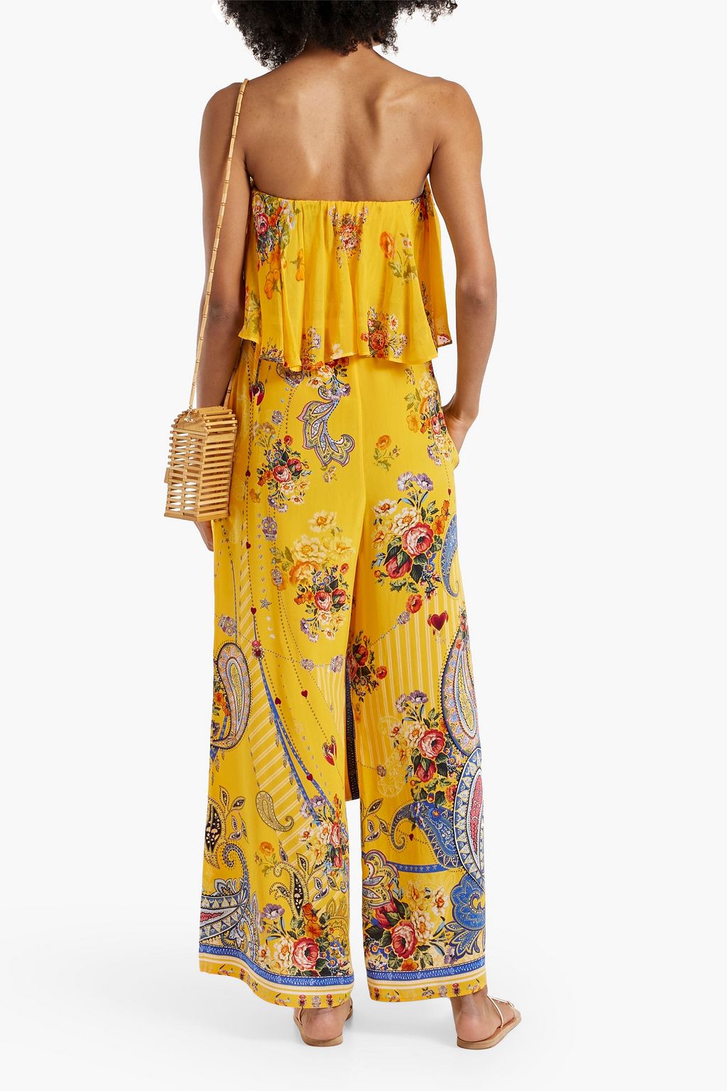 CAMILLA Strapless crystal-embellished printed silk crepe de chine jumpsuit