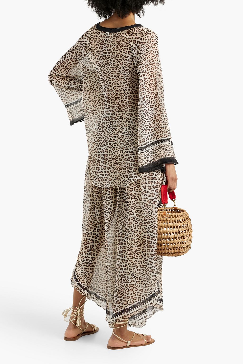 CAMILLA Embellished printed silk-chiffon culottes