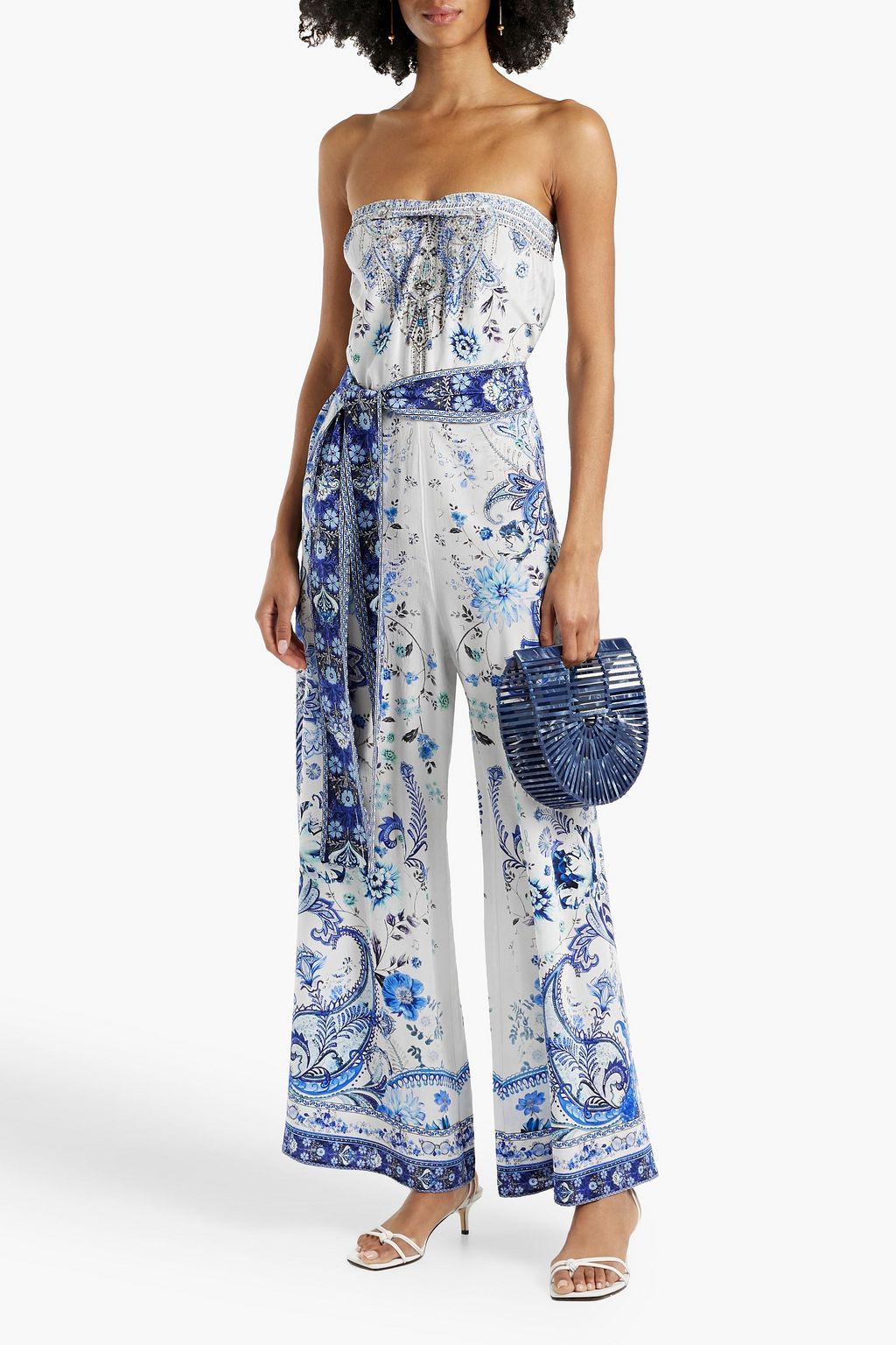 CAMILLA Strapless embellished silk crepe de chine jumpsuit