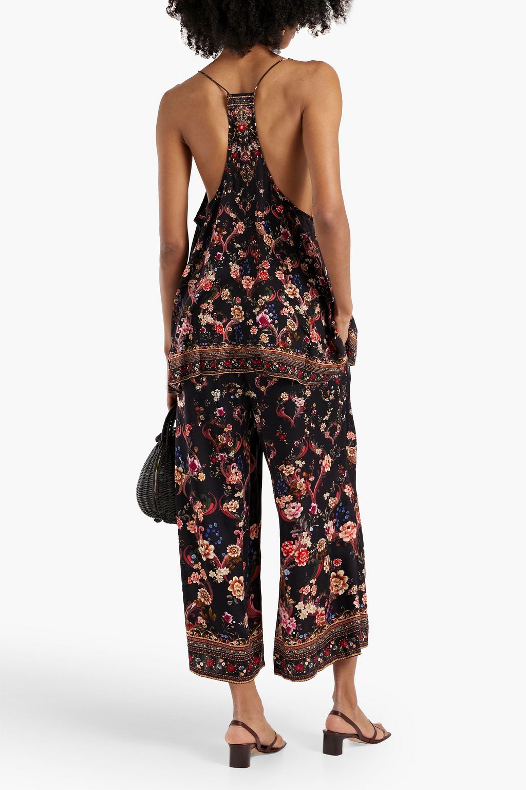 CAMILLA Crystal-embellished printed silk-chiffon top