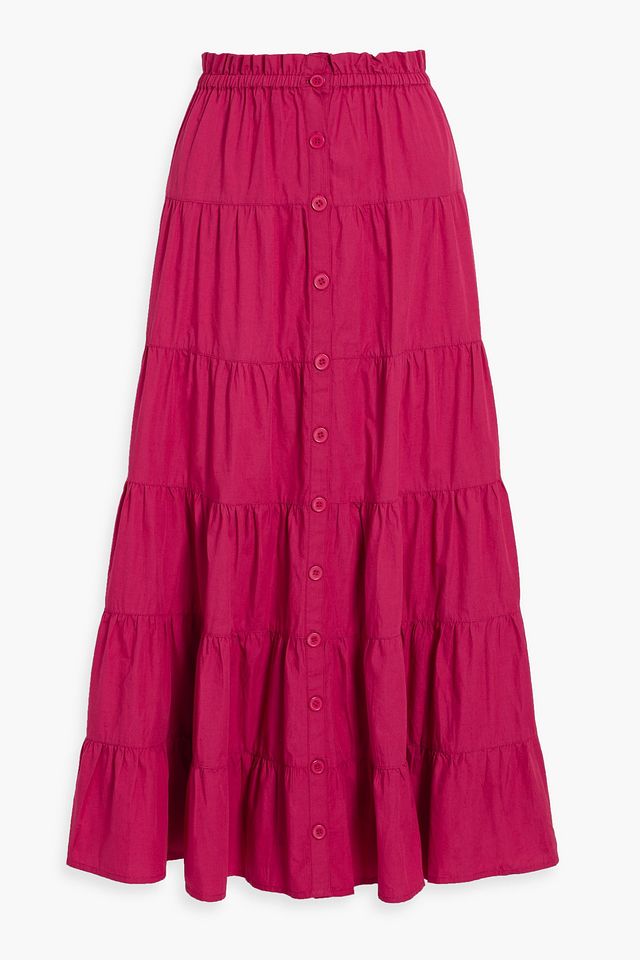 Kira tiered cotton-poplin maxi skirt