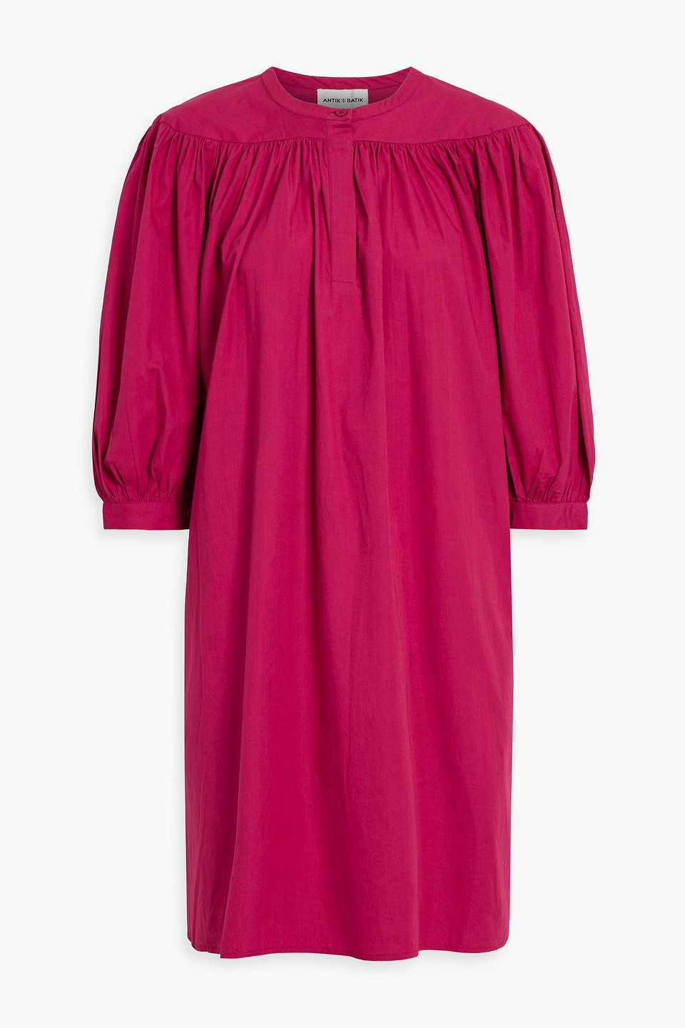 Antik Batik Kira Gathered Cotton-poplin Mini Dress In Fuchsia