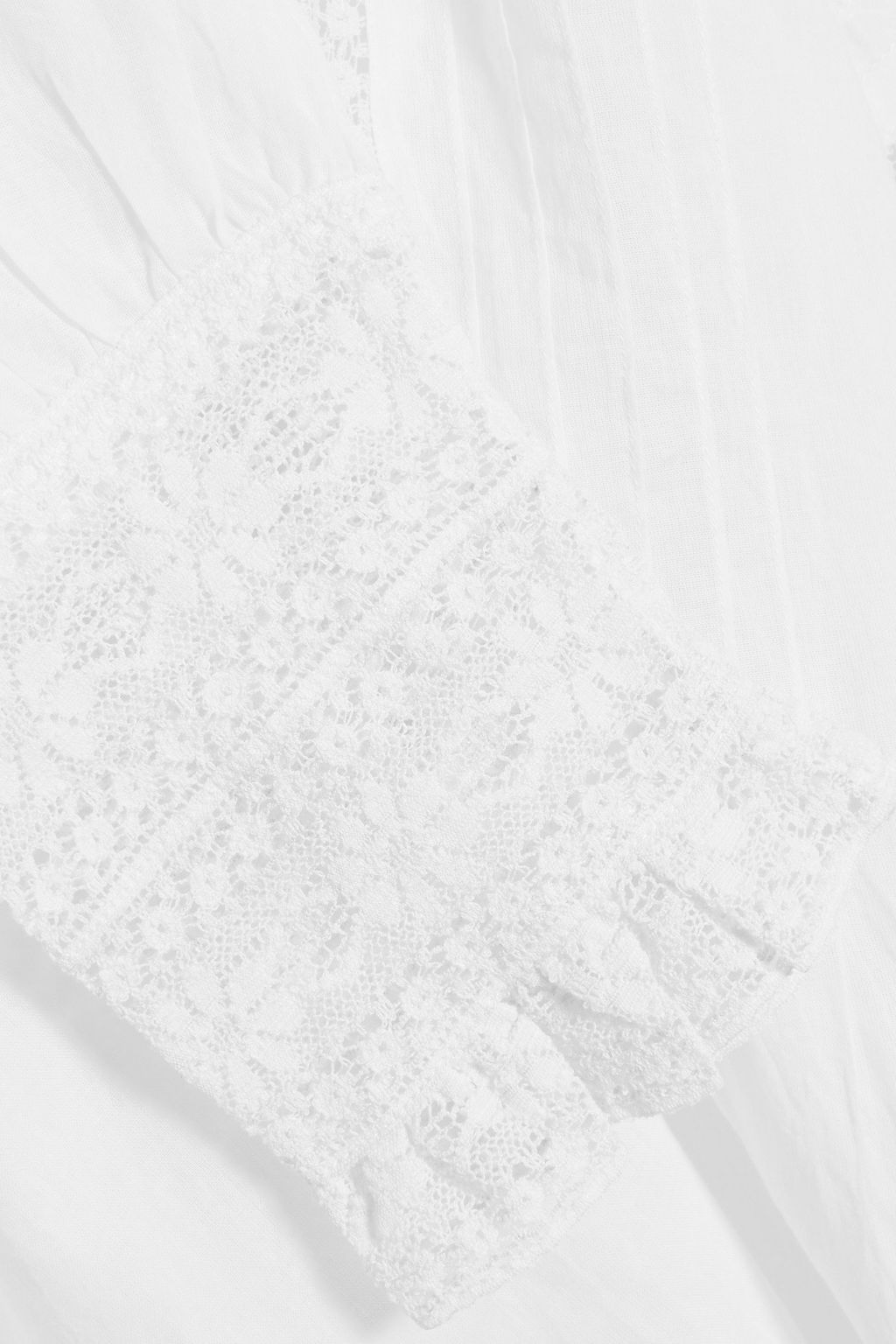 ANTIK BATIK Dahlia pintucked lace and cotton-voile blouse