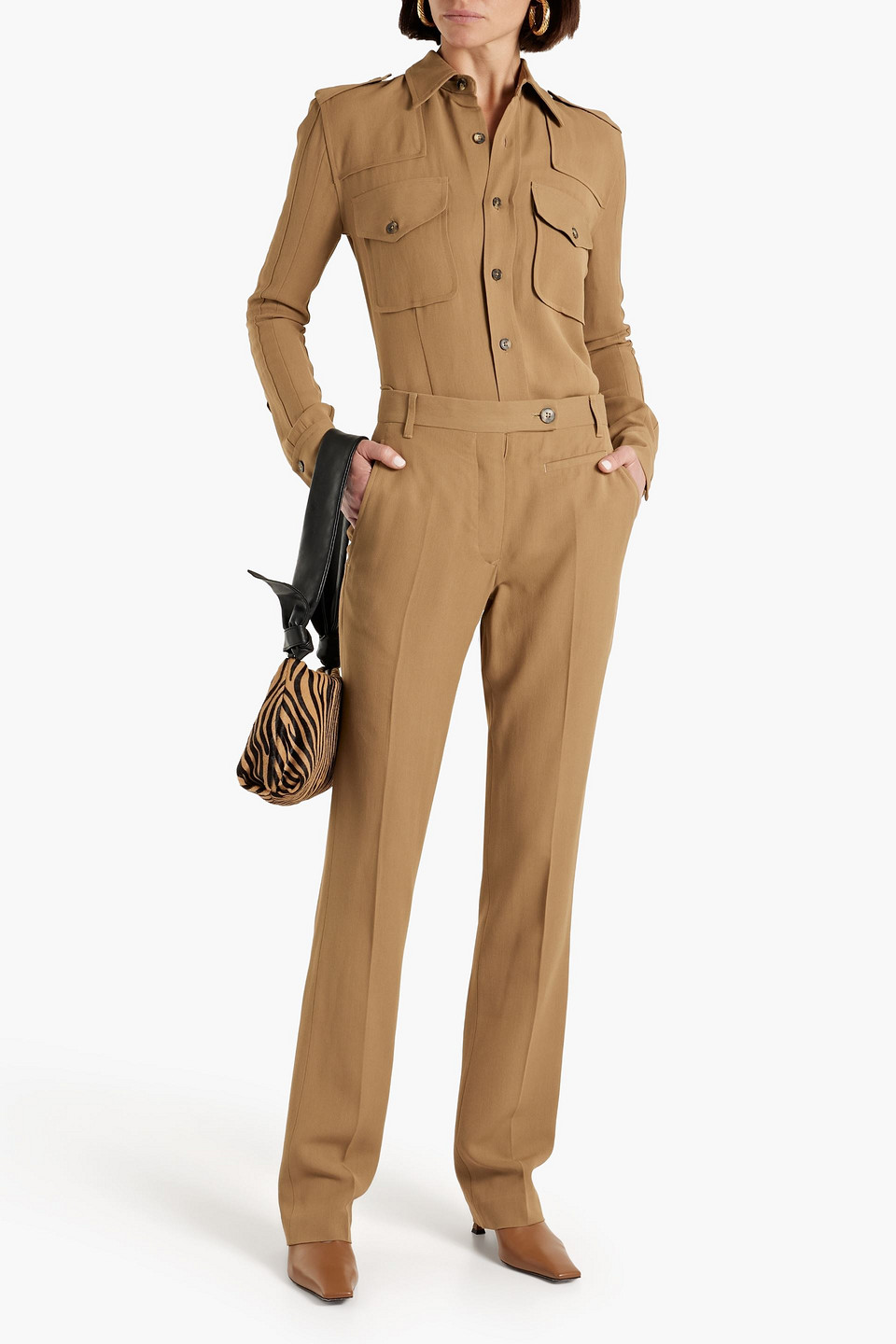 Shop Petar Petrov Lacy Gabardine Shirt In Light Brown