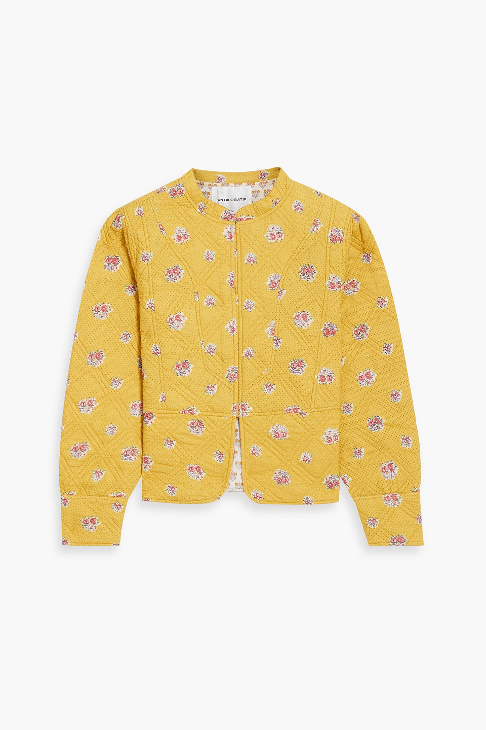 Antik Batik Audrey Quilted Printed Cotton Jacket In Saffron