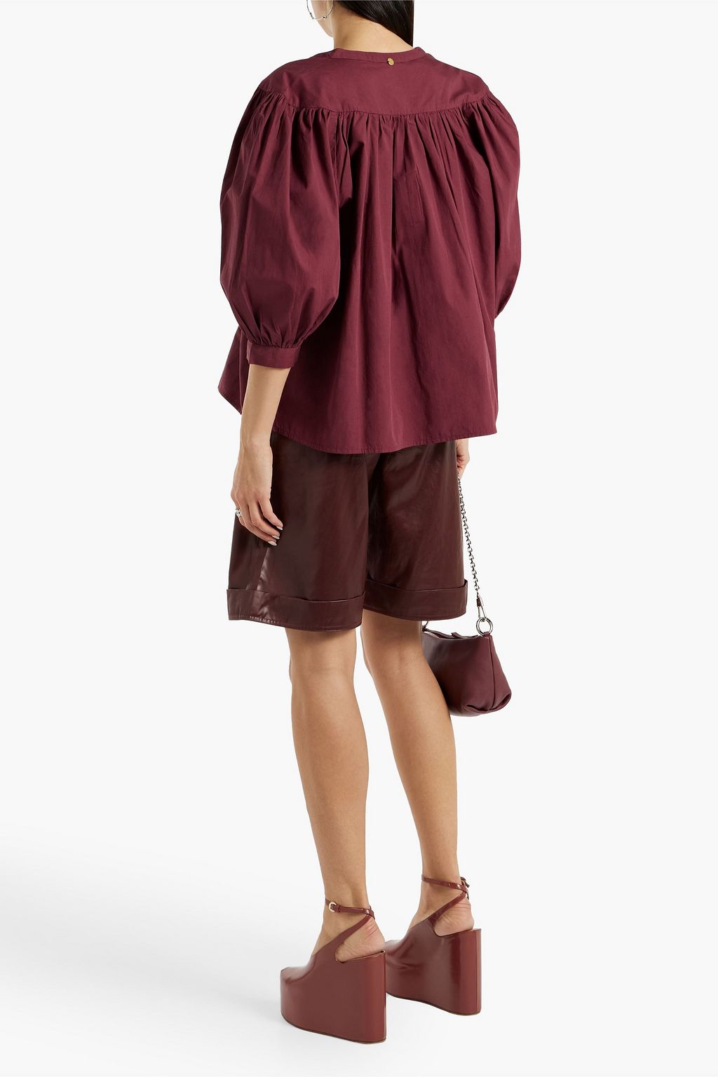 ANTIK BATIK Kira gathered cotton-poplin blouse