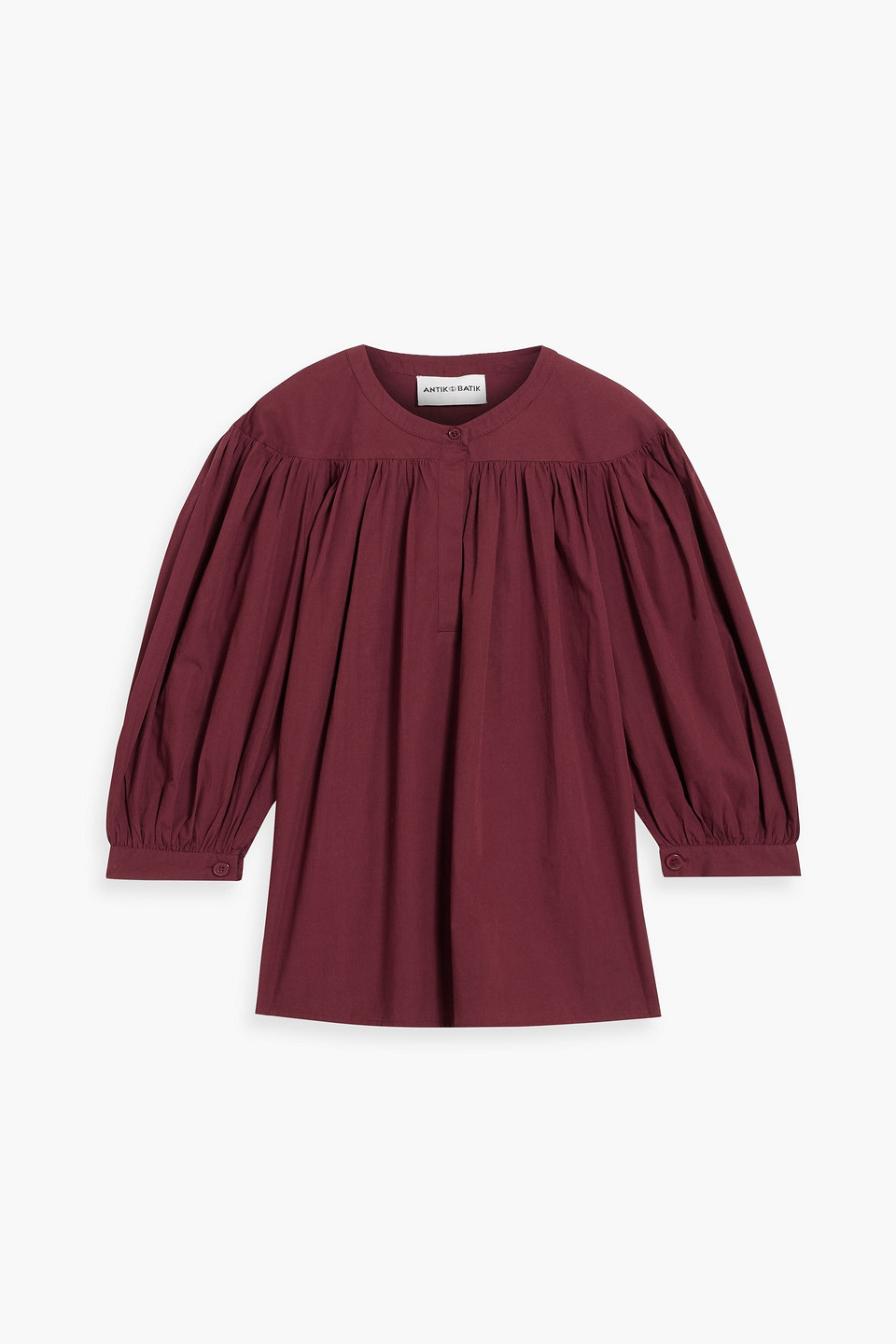 Kira gathered cotton-poplin blouse