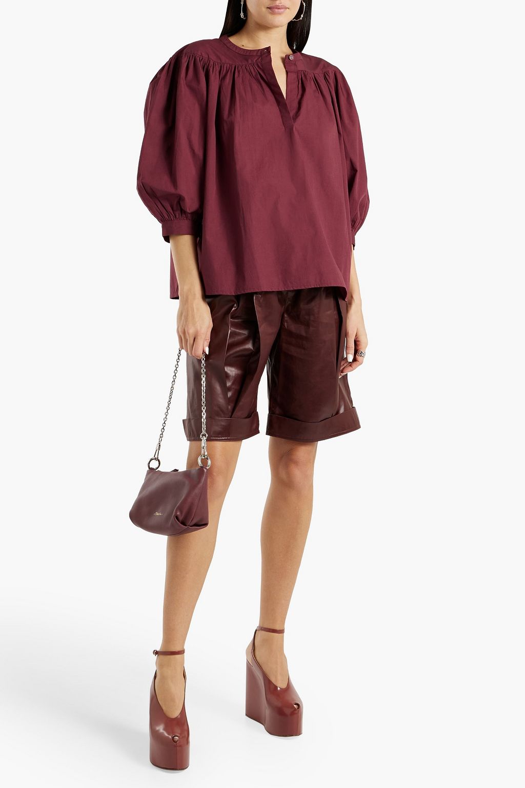 ANTIK BATIK Kira gathered cotton-poplin blouse